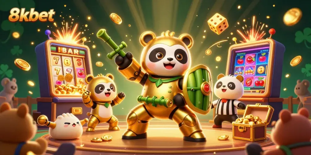 Experience exciting wins with 8xbet in a vibrant casino scene featuring dynamic slot action.