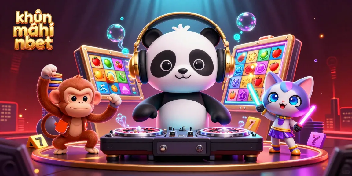 Engaging 3D casino scene showcasing khuyến mãi nbet with a DJ panda and vibrant slot elements.