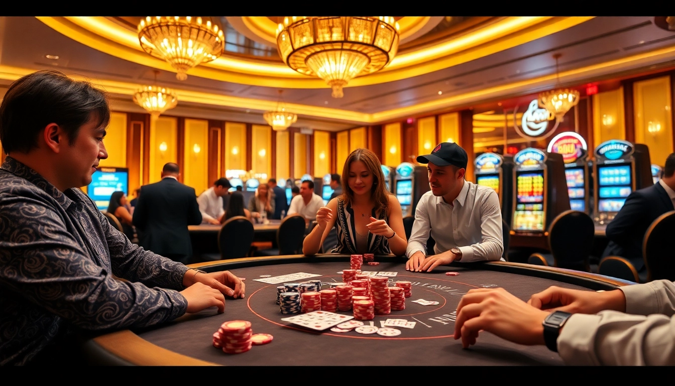 Players enjoying an exciting game at Haywin casino, highlighting vibrant poker chips and cards.