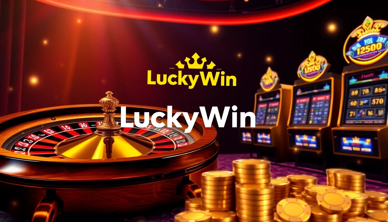 Experience the excitement of casino gameplay with LuckyWin's thrilling slot machines and poker chips.