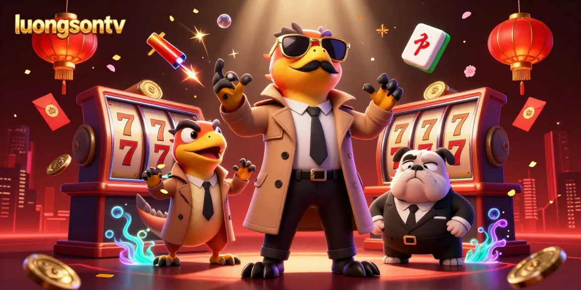 Experience the thrill of winning at luongsontv with playful raptors in a casino scene.