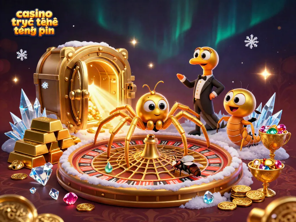 Cảm nhận trải nghiệm casino trực tuyến tặng tiền với biểu tượng web vàng và cục vàng từ châu báu