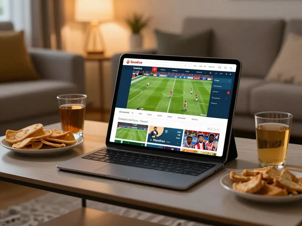Socolive live football streaming session on a tablet in a cozy home setting, enhancing viewer engagement.