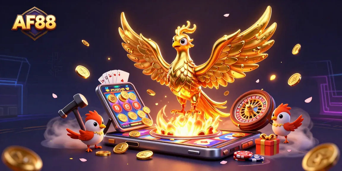 Engage with AF88's thrilling golden gaming experience featuring stunning 3D casino elements.