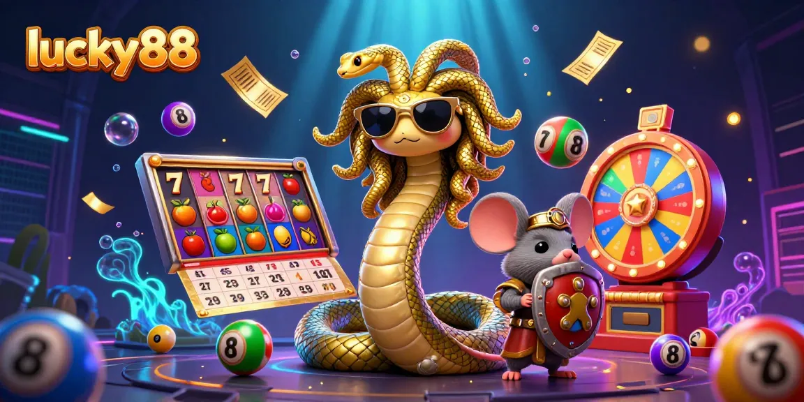 Spin the reels of lucky88 with vibrant characters and thrilling casino elements in a dynamic scene.