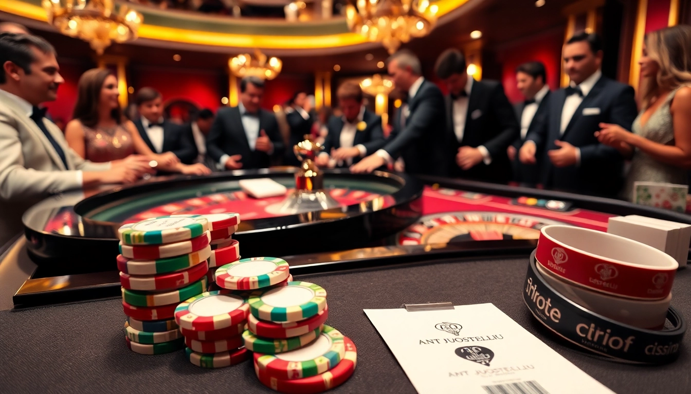 Experience exciting casino action with logo ant juosteliu on vibrant wristbands enhancing the gaming atmosphere.