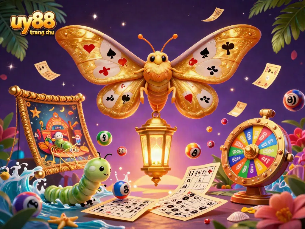 Engage with the excitement of uy88 trang chủ featuring a vibrant casino illustration scene filled with games and color.