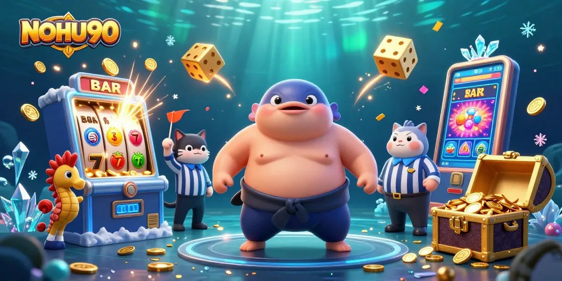Experience the thrill of NOHU90 with explosive jackpots, vibrant symbols, and engaging characters in a dynamic casino scene.