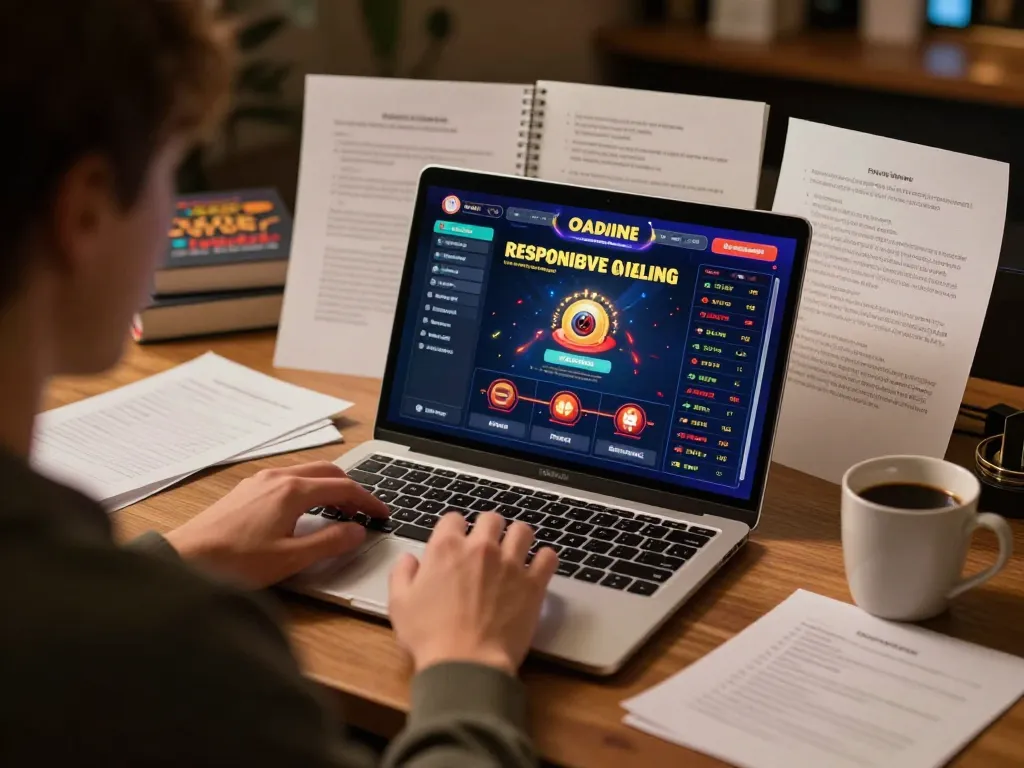 Engaging in hướng dẫn mm88 for online gaming in a cozy workspace with displayed strategies.