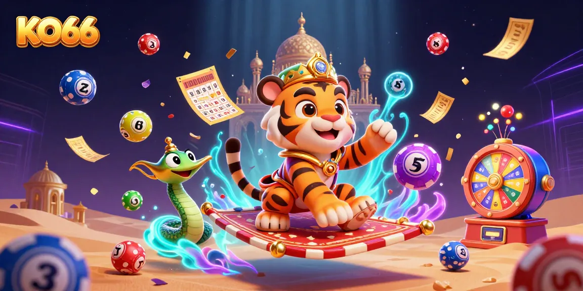 Experience the thrills of KO66 with a vibrant casino scene featuring a sultan and dynamic game elements.