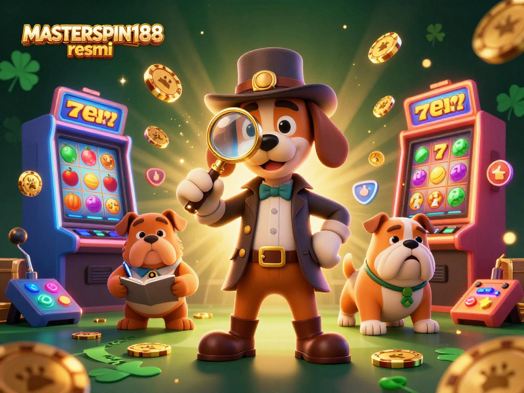 Engage in casino excitement with MASTERSPIN188 resmi's slot machines, glowing poker chips, and fun 3D characters.
