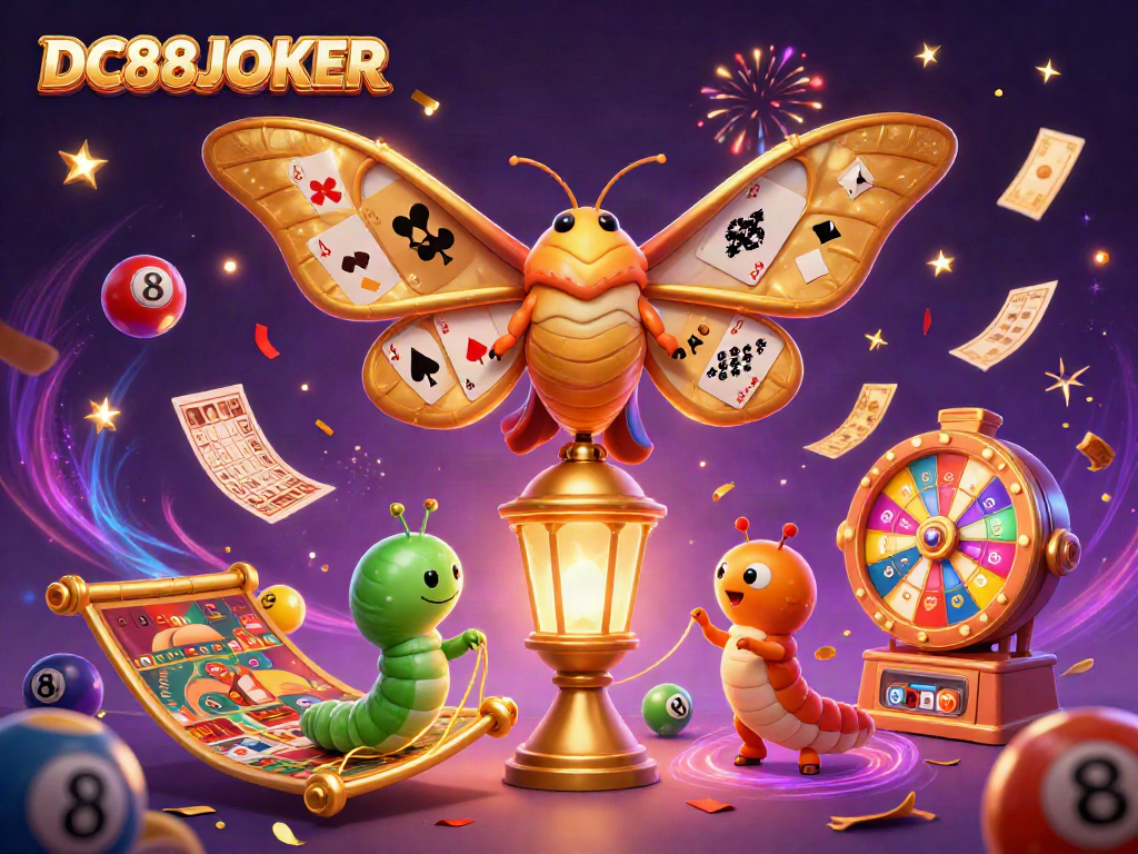 Experience thrilling gameplay with DC88JOKER amidst vibrant casino elements and celebrations