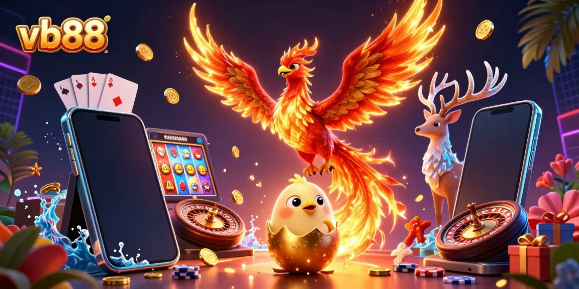 Experience thrilling jackpots at vb88 with dynamic casino elements featuring phoenix characters and slot games.