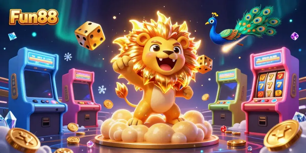 Experience the thrilling Fun88 casino atmosphere with dynamic gaming elements and vibrant characters.