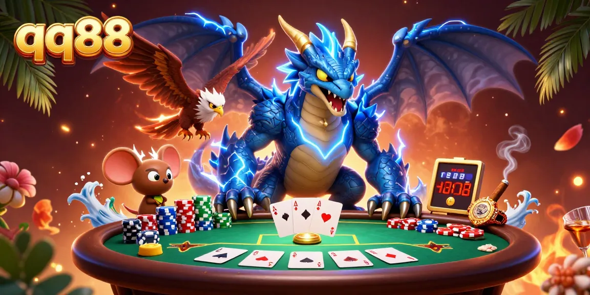 Engage in thrilling gameplay at qq88 with an electrifying dragon and poker elements.