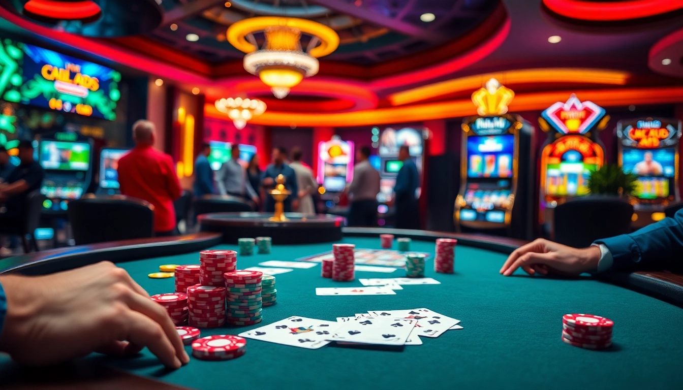 Engage with Hela Ads showcasing thrilling poker and roulette gameplay in a lively casino atmosphere.