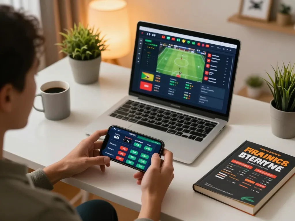 Surebetsg betting app interface displayed on smartphone during a sports event at home.