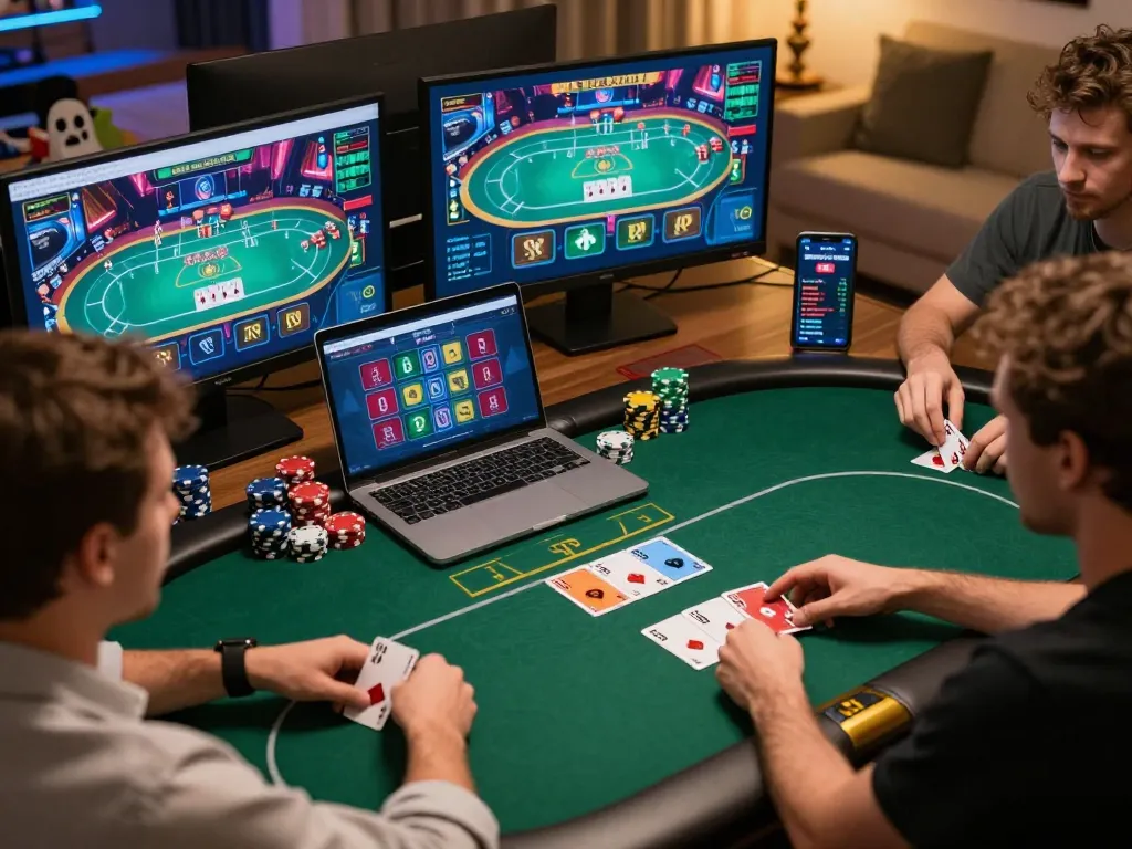 Engage in thrilling online poker gameplay with 79king, showcasing vibrant graphics and strategic betting.