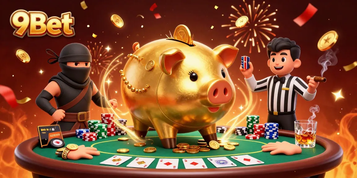 Engage in thrilling action at 9Bet with dynamic characters and colorful casino elements.
