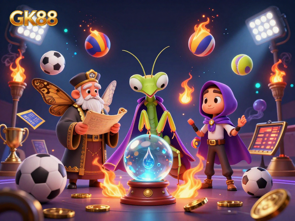 Engage with GK88's thrilling 3D casino experience featuring dynamic sports elements and mystical designs.
