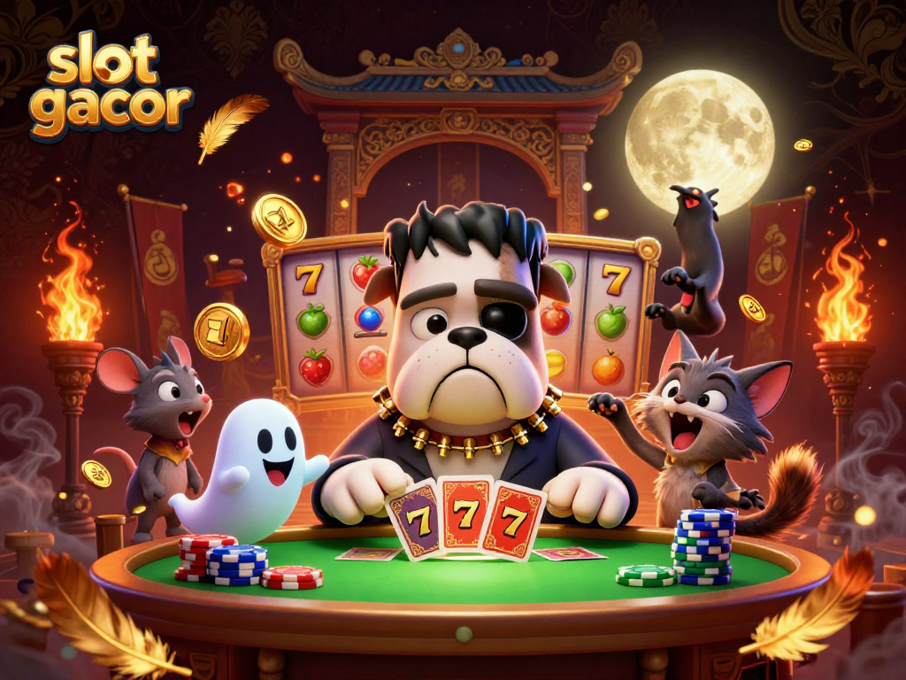 Experience a thrilling slot gacor scene with unique character interactions and dynamic game elements.