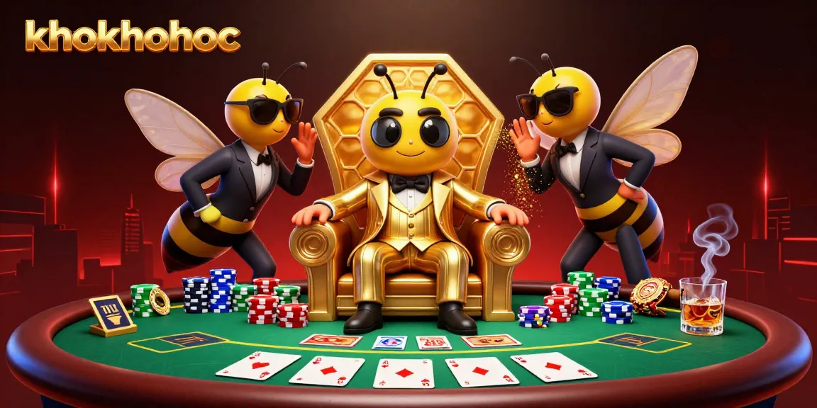 khokhoahoc showcases a bumblebee mob boss in a poker room filled with colorful chips and cards.