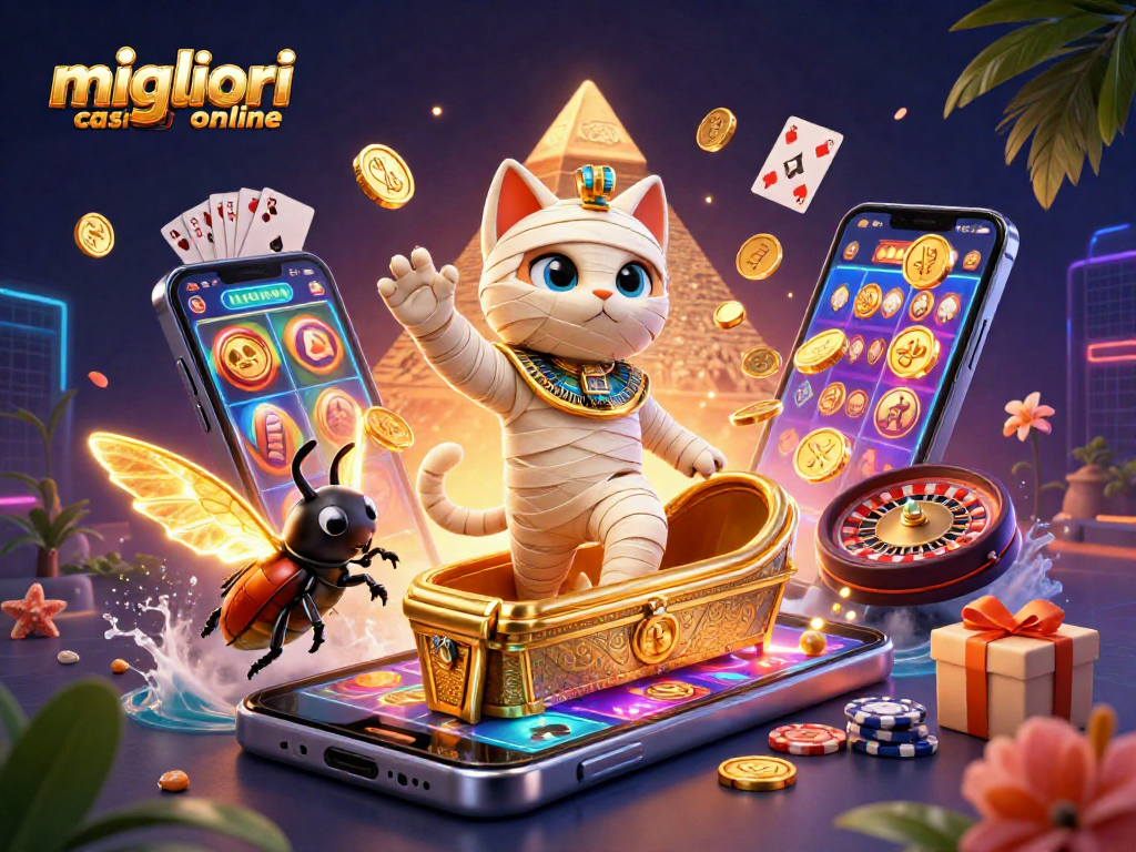 Scopri i migliori casino online con il micio mummificato mentre esplodono monete e giochi d'azzardo.