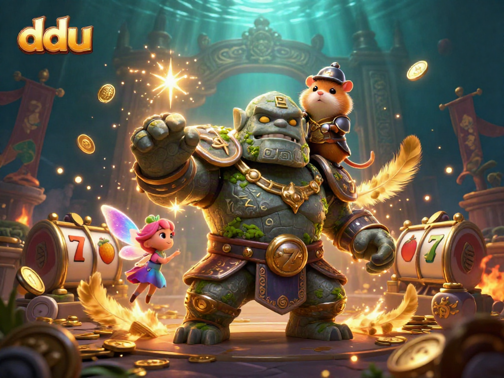 Experience thrilling gameplay with dduu as a magical golem, fairy companion, and hamster knight unite for an epic adventure.