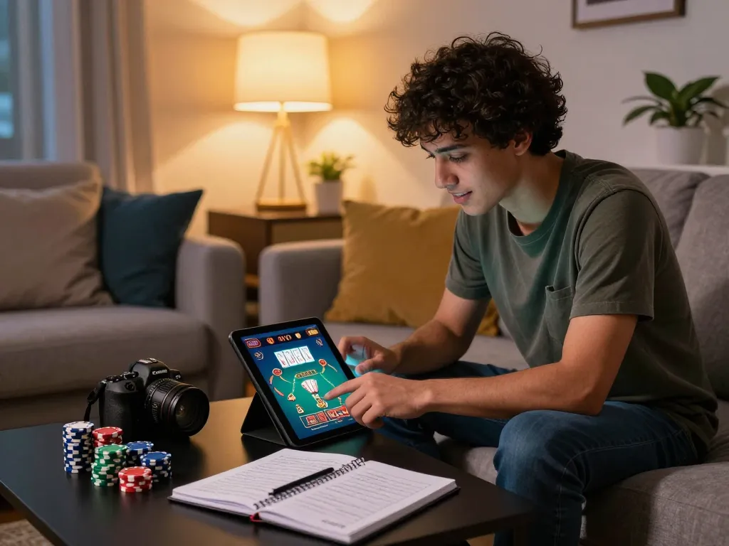 fb88 user placing bets on a live blackjack game in a cozy home setting