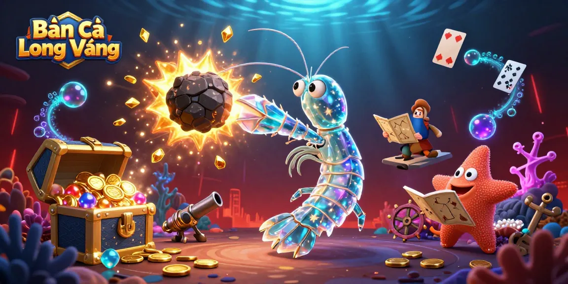 Engage in thrilling gameplay with Bắn cá Long Vương, featuring colorful underwater gems and coins.