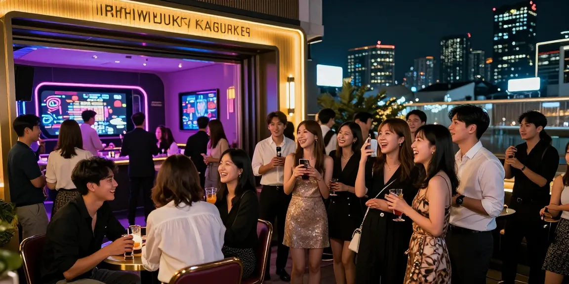 강남달토 외부에서 즐거운 밤문화를 만끽하는 사람들