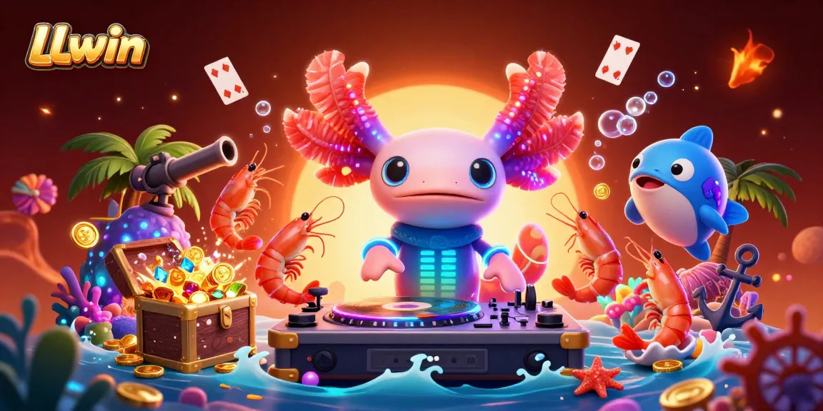 Spin to win at LLwin with vibrant underwater casino characters and gold treasure!