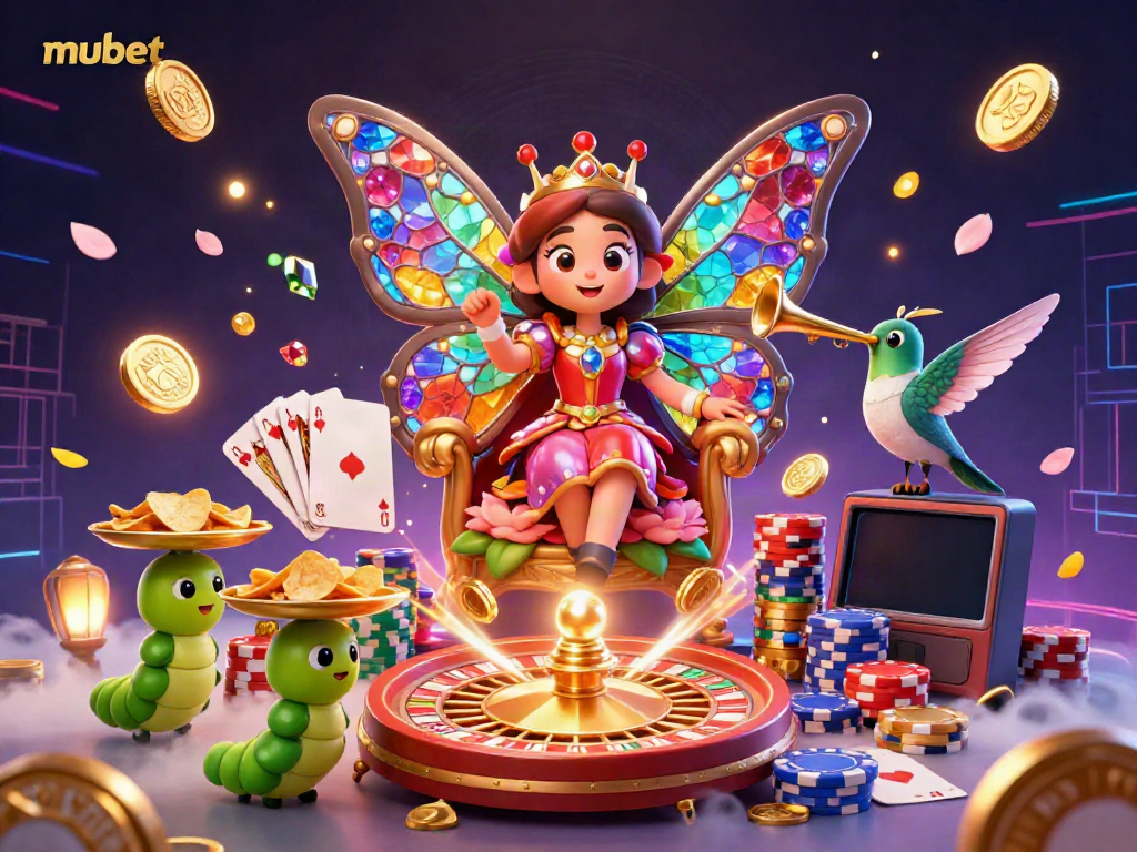 Engage in captivating gameplay with mubet's enchanting butterfly queen and rich casino elements.
