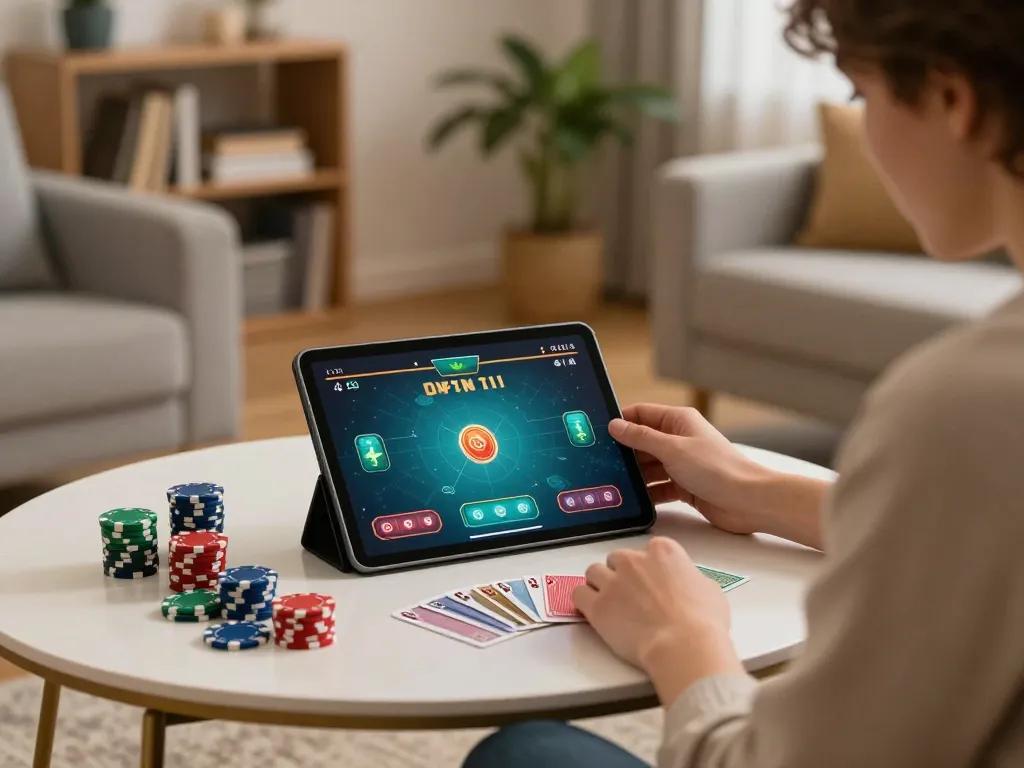 C168 player strategizing during an online poker game at home