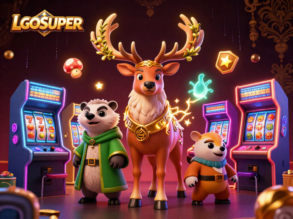 Engage with LGOSUPER's vibrant online gaming world featuring mythical characters and classic casino elements.