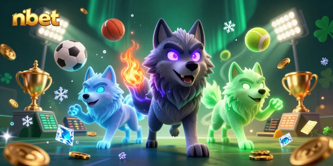 nbet showcases a cartoon shadow wolf pack in a sports betting scene with dynamic gaming elements.