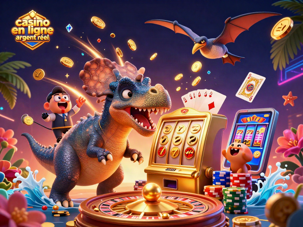 Casino en ligne argent réel avec un pachycéphalosaure gagnant au jackpot et capturant des pièces d'or.
