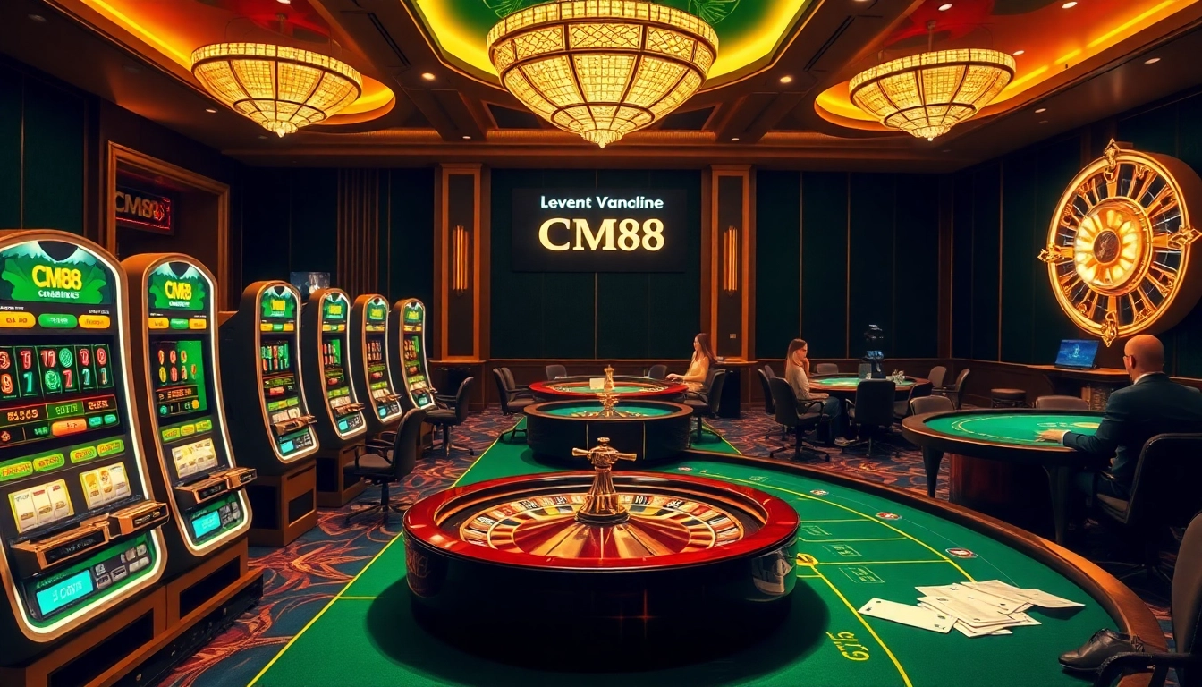 Experience high-stakes gameplay at CM88 with dazzling casino tables and vibrant slot machines.