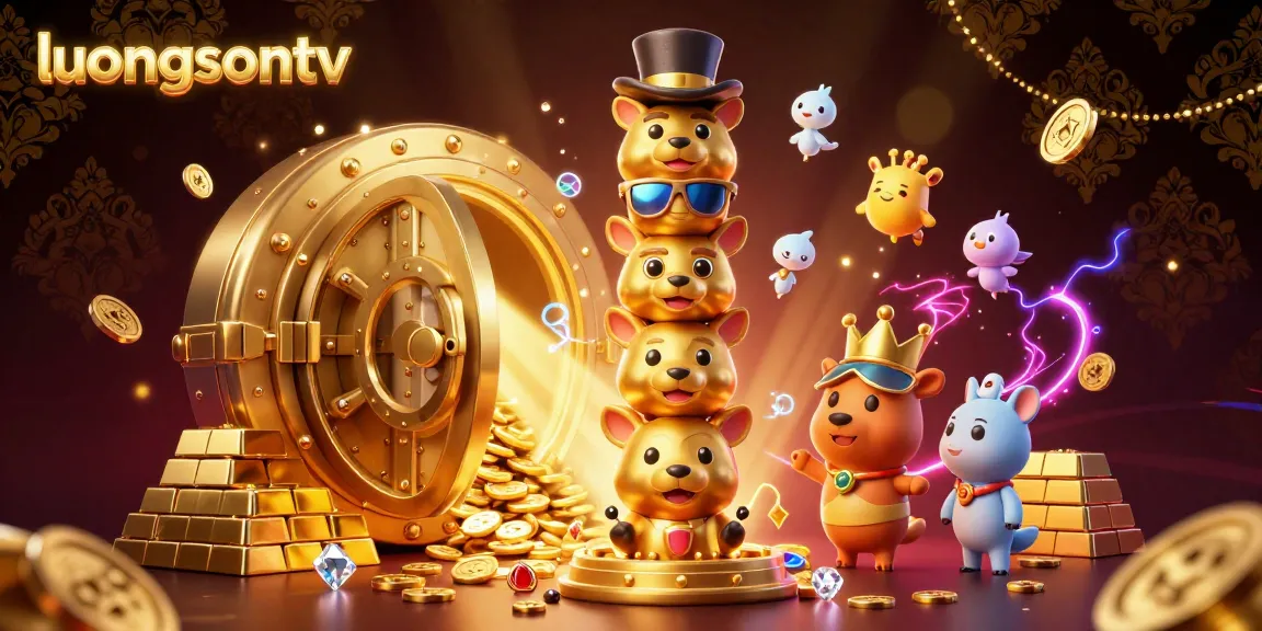 Experience the excitement of luongsontv with vibrant casino-themed characters and dazzling gold treasures.