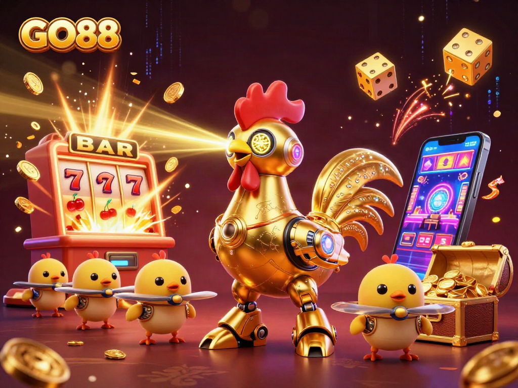 Engage with GO88's thrilling casino experience featuring dynamic gaming elements and vibrant scenes.
