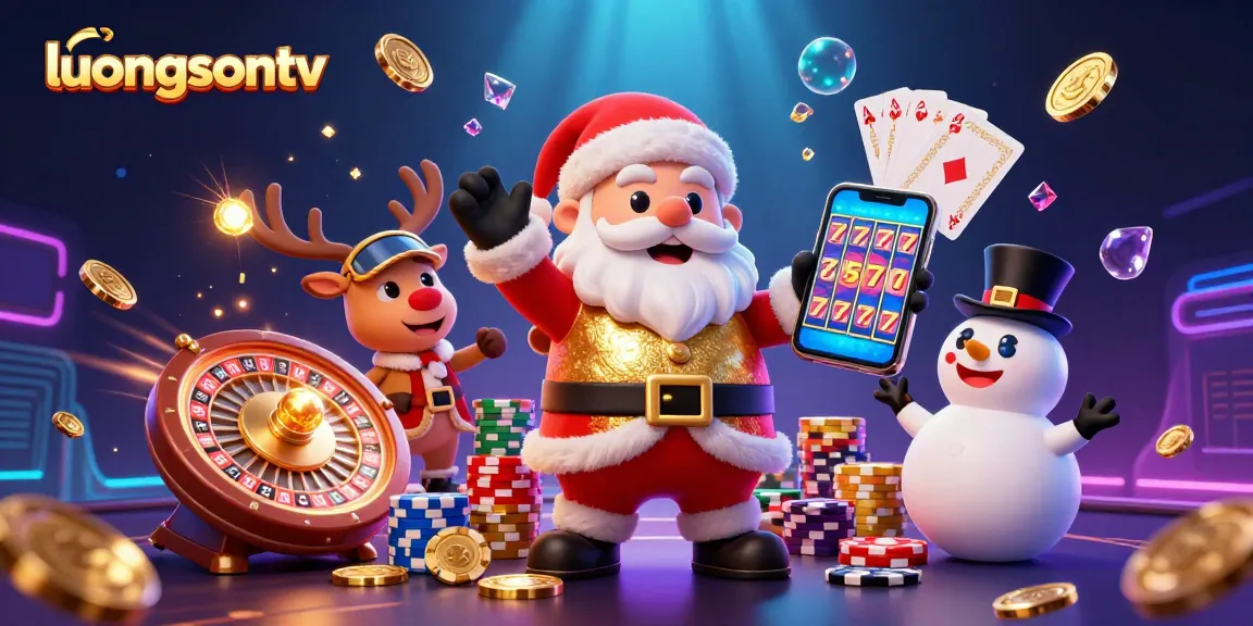 Experience live football thrills on luongsontv with energetic characters in a vibrant casino scene.