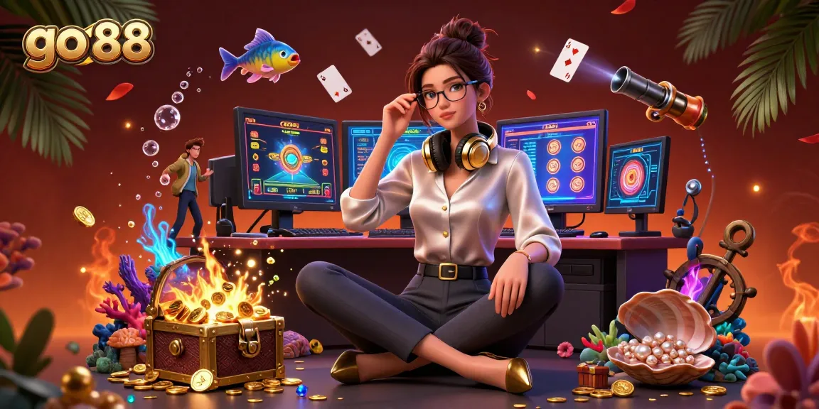 Engage with the thrilling world of go 88 casino gaming in a vibrant, dynamic illustration of a professional gamer managing multiple games.