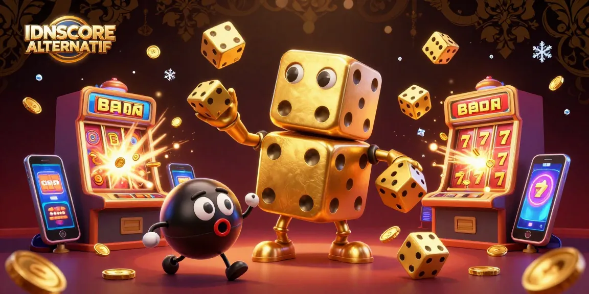 Engage with IDNSCORE ALTERNATIF by experiencing excitement through vibrant 3D illustrations of dynamic gaming elements.