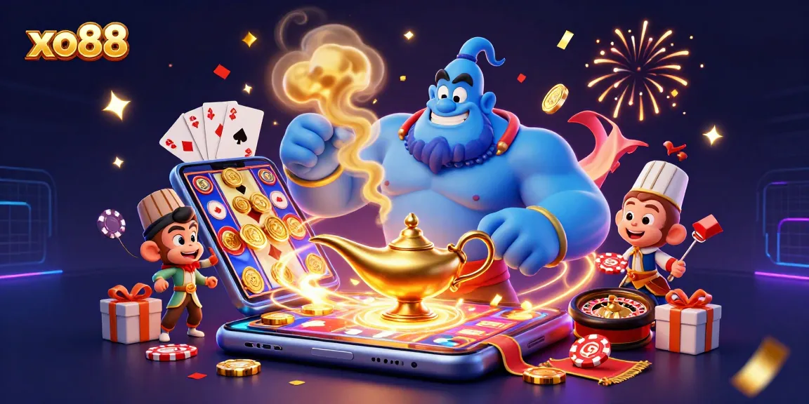 Spin and win with exciting xo88 casino games in this vibrant 3D illustration.