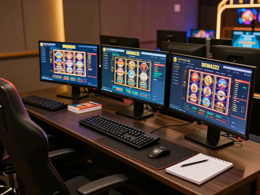 Engaging online gaming setup featuring DEWA222 interface, illustrating an immersive gambling experience.