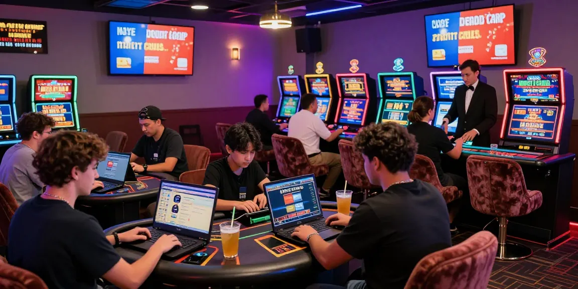 Players enjoying games at casinos that accept credit cards in a vibrant casino setting with modern technology.