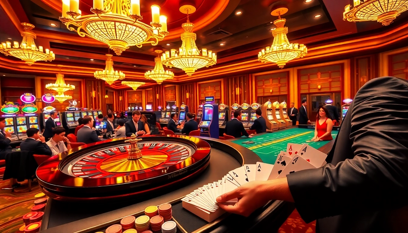 Experience thrilling gameplay at OKFUN with vibrant casino tables and energetic players.