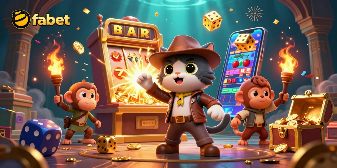 Experience fabet's thrilling casino adventures with an explorer cat and a monkey companion in vibrant settings.