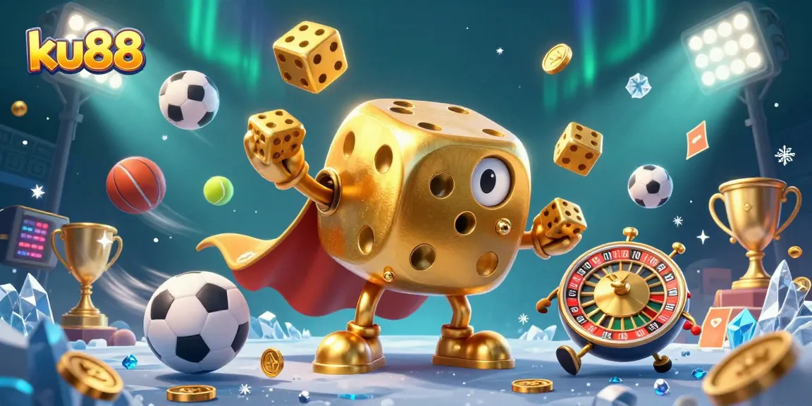 Engage with ku88 by exploring dynamic gaming action featuring golden dice and sports elements.