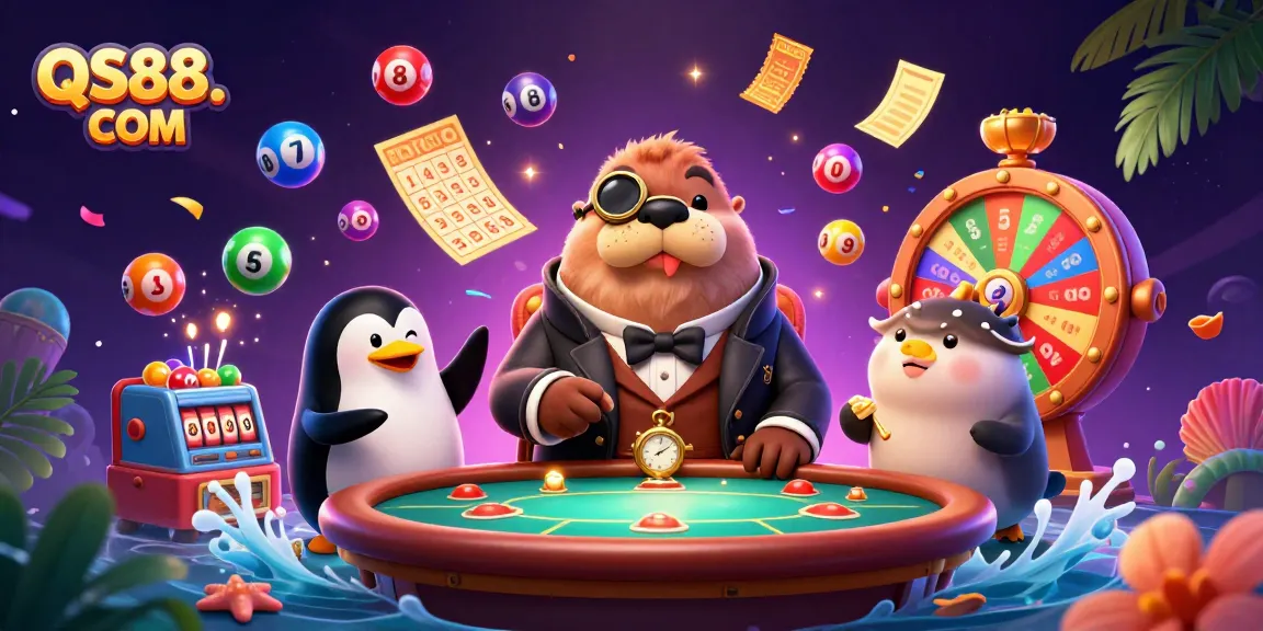 Join the lively gaming scene at QS88. COM with a walrus poker player and dynamic lottery action.